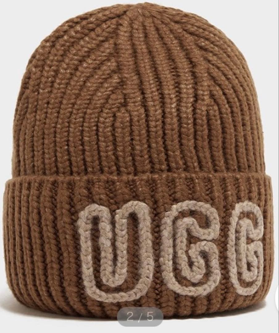 UGG ブラウン ニット帽ロゴ刺繍　WhitePepper ♪店舗完売商品！
