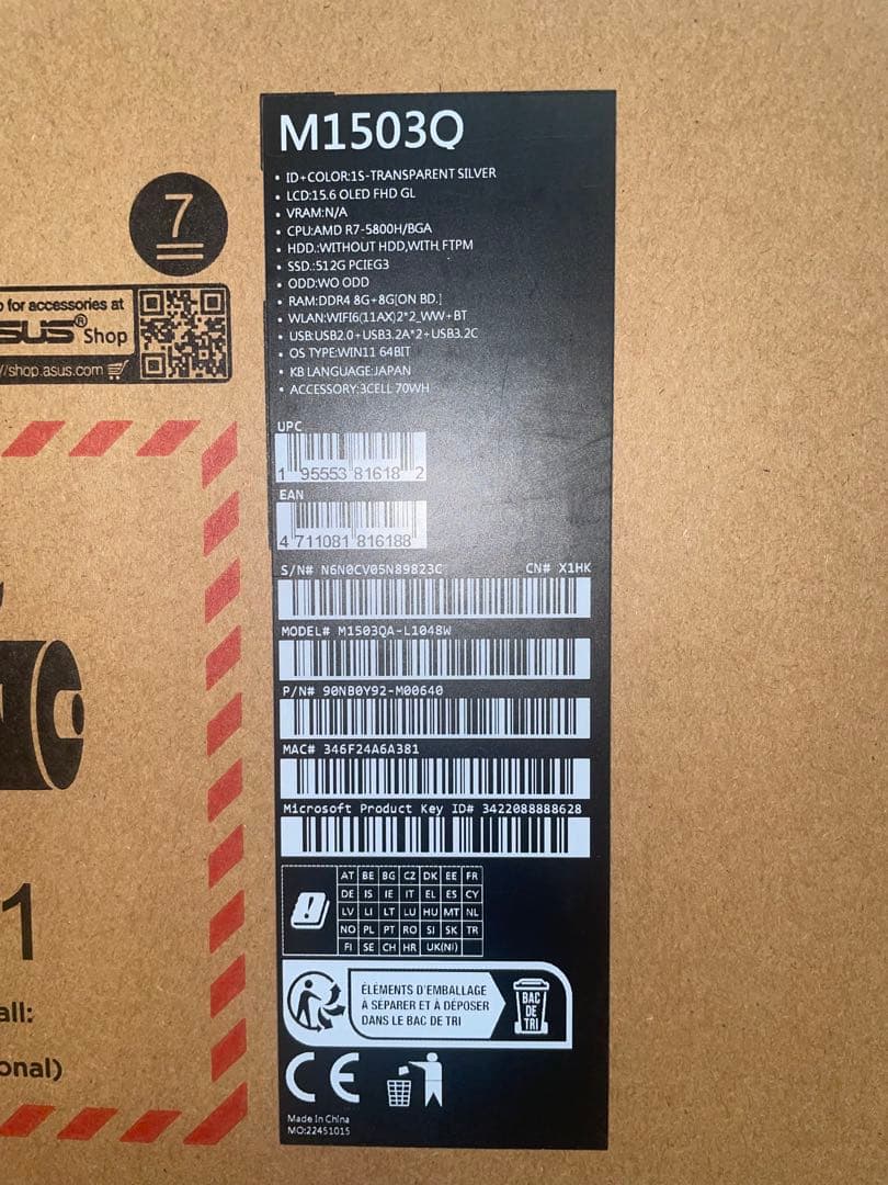 ASUS Vivobook M1503Q ノートパソコン