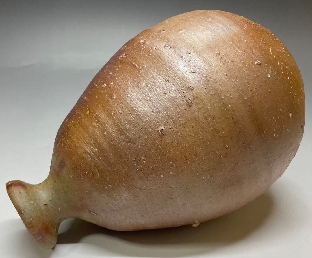 金重愫　備前徳利一輪花入　円山窯　備前焼　四方桟共箱　b116