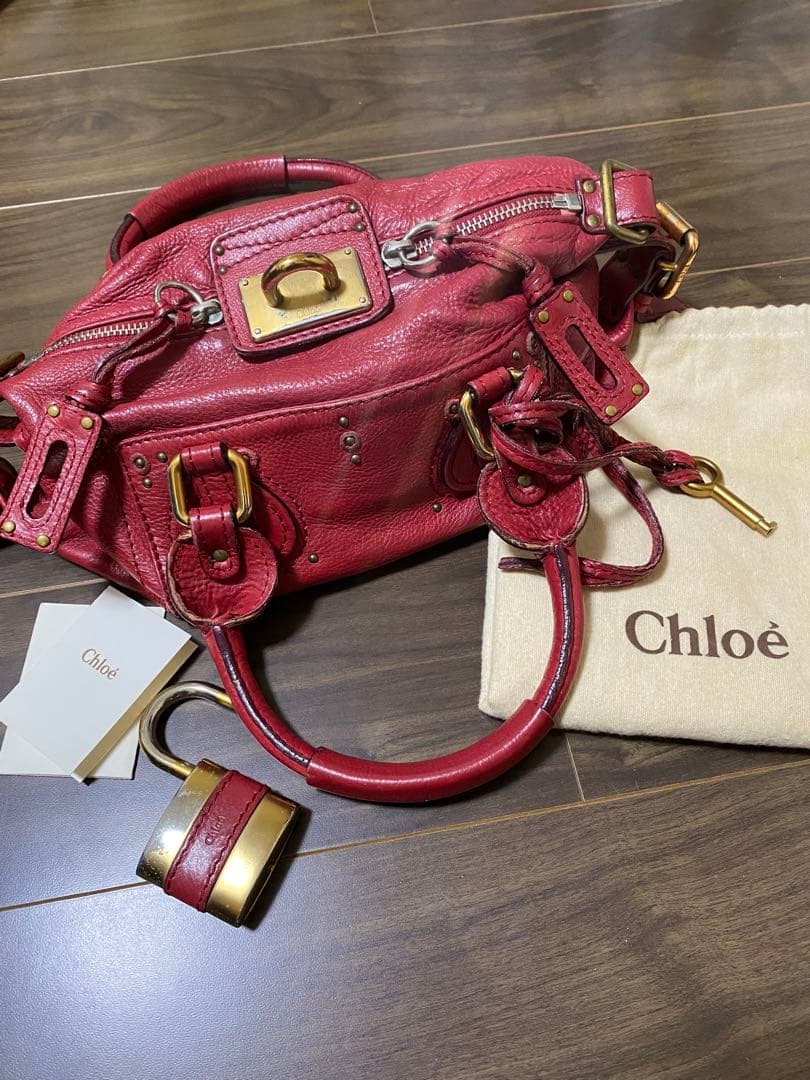 Chloe クロエ パディントン ボルドー レザー ショルダー 希少 ビンテージ
