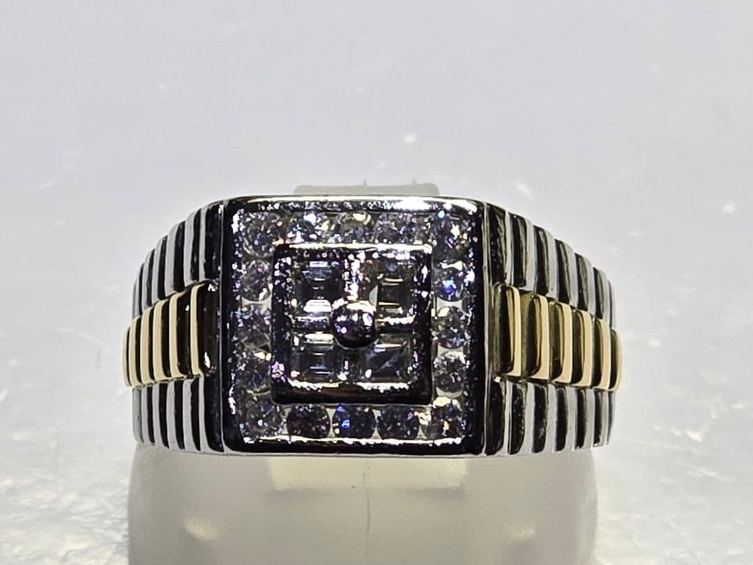 41550207mD0.68ctプラチナPt900/K18 9.1g17号