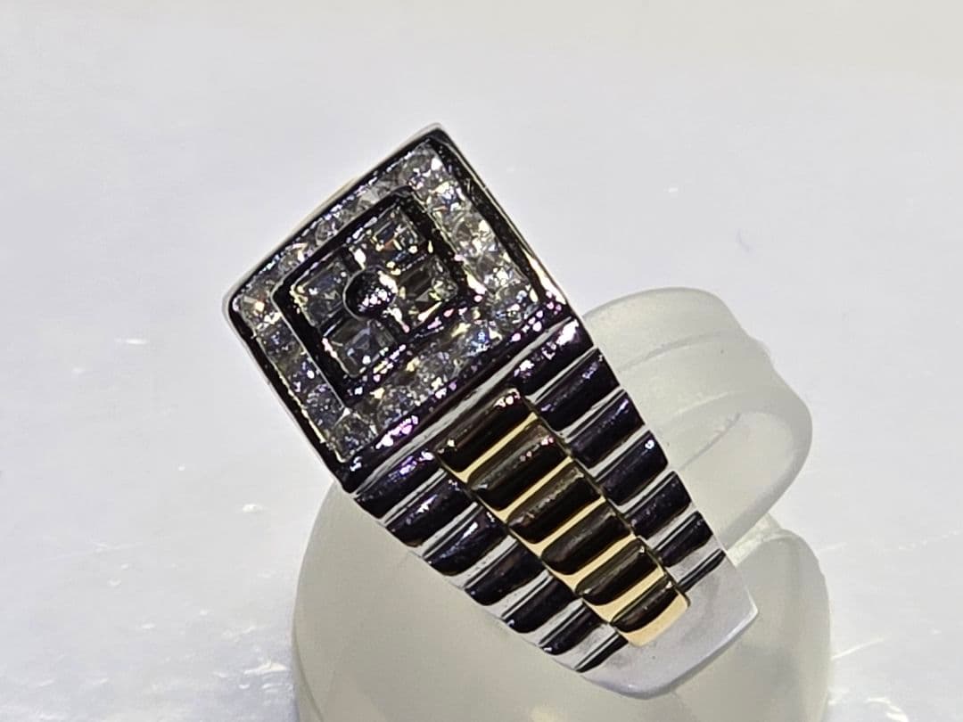 41550207mD0.68ctプラチナPt900/K18 9.1g17号