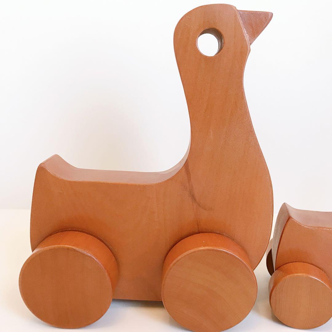 寺内定夫のおもちゃ　おんぶぐるま　とり　木のおもちゃ　希少　当時もの