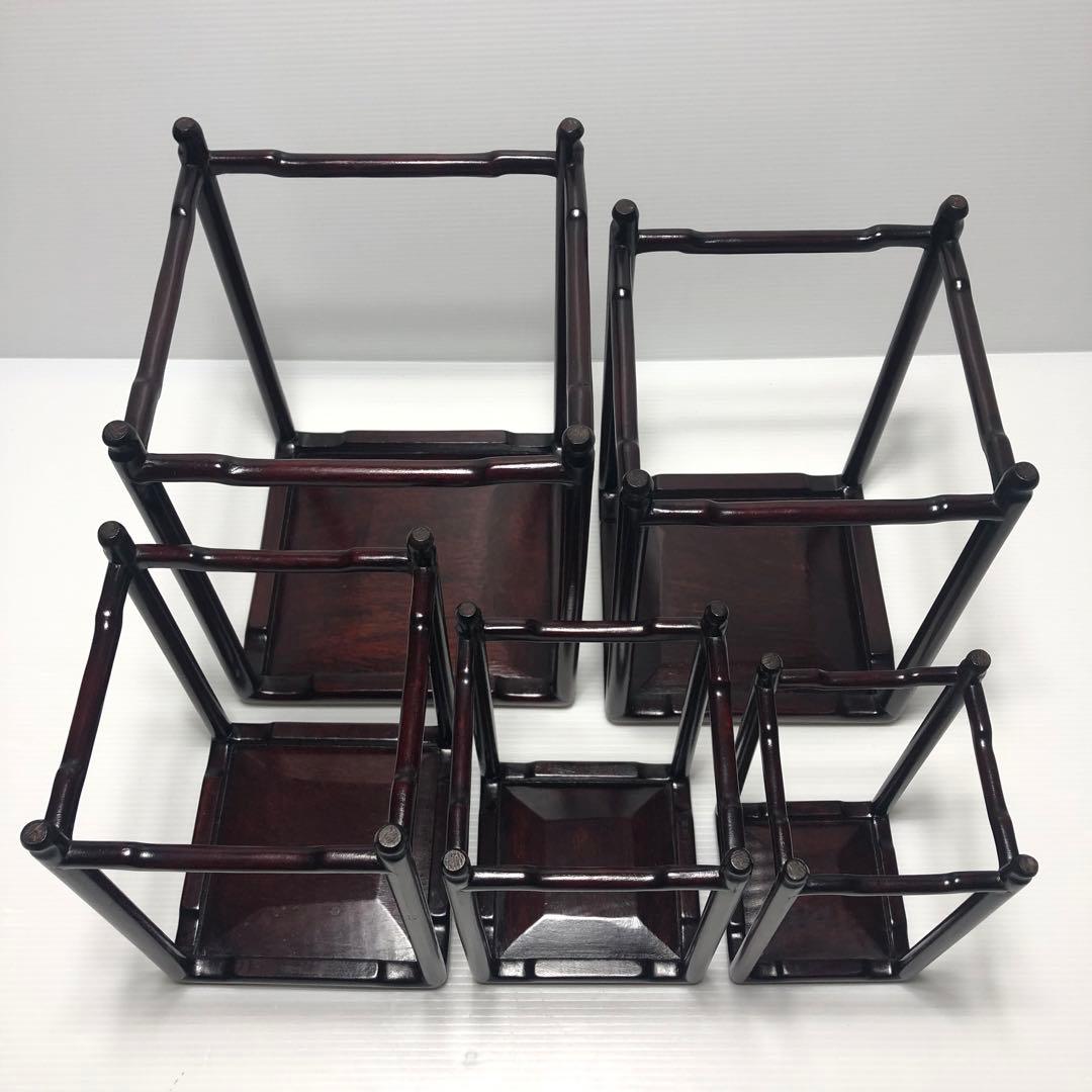 【唐木家具】飾台5連　盆栽高台　花台 香炉台