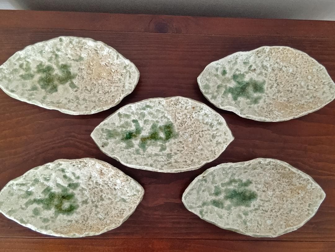 蓮善隆　灰釉平向付５客セット（伊賀焼）