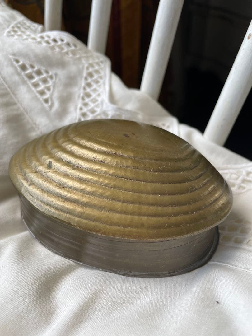 アンティーク　シェル形　真鍮　ジュエリー　アクセサリー　ロザリオ　ボックス　入れ