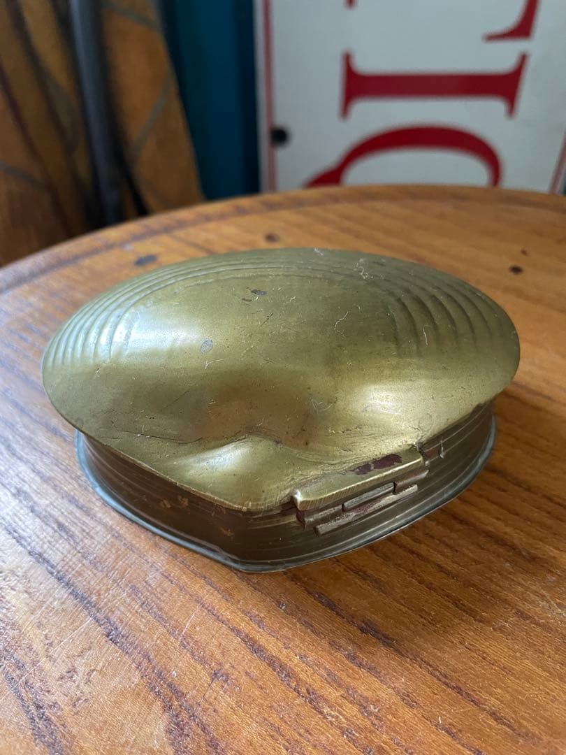 アンティーク　シェル形　真鍮　ジュエリー　アクセサリー　ロザリオ　ボックス　入れ