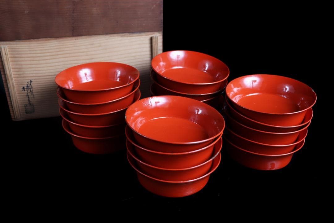 塗師橘屋友七 木皿 19枚 銘々皿 菓子皿 共箱