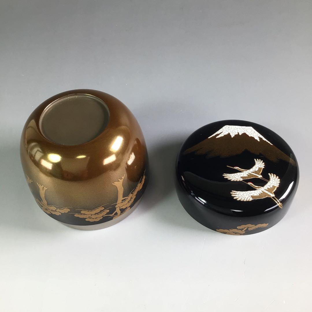 Ｒ６８９　棗　『大井好雲斎作』『大徳寺　立花大亀　箱書』『内銀地』『富士に双鶴』