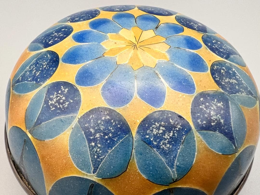 有線七宝蓋物　北原上子作　在銘　香合　重量約174.5g