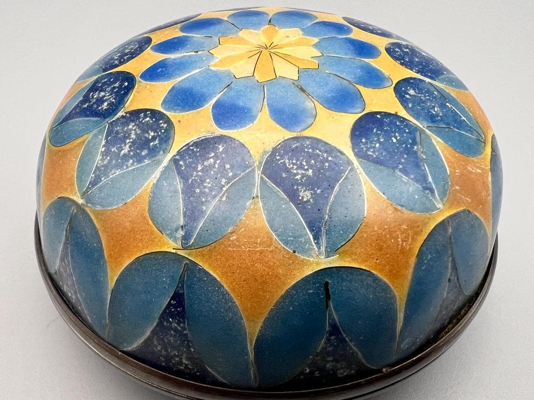 有線七宝蓋物　北原上子作　在銘　香合　重量約174.5g