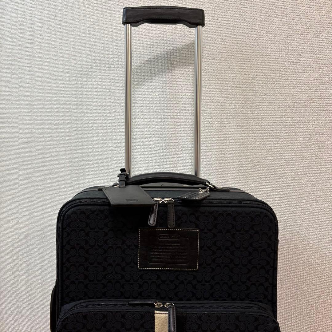 美品 コーチ キャリーケース スーツケース トラベルバッグ シグネチャー 黒