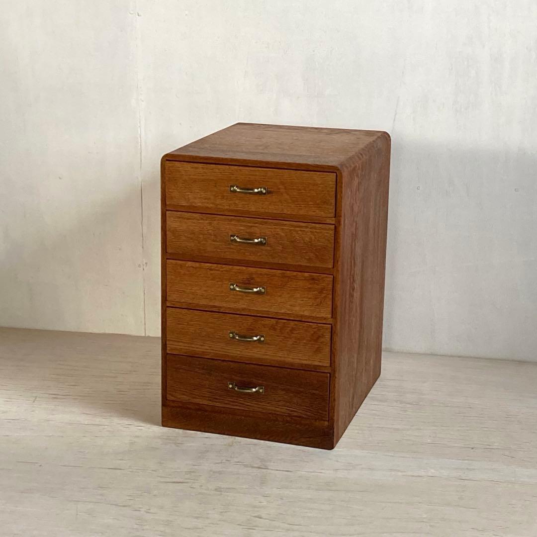 古い楢 無垢材 5杯 あられ組 小引き出し 古道具 古家具