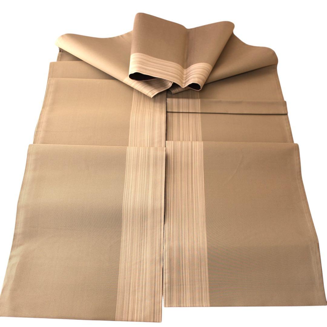 未使用　美品　横段模様織出し全通袋帯　リバーシブル　長尺　ブラウン系　d60