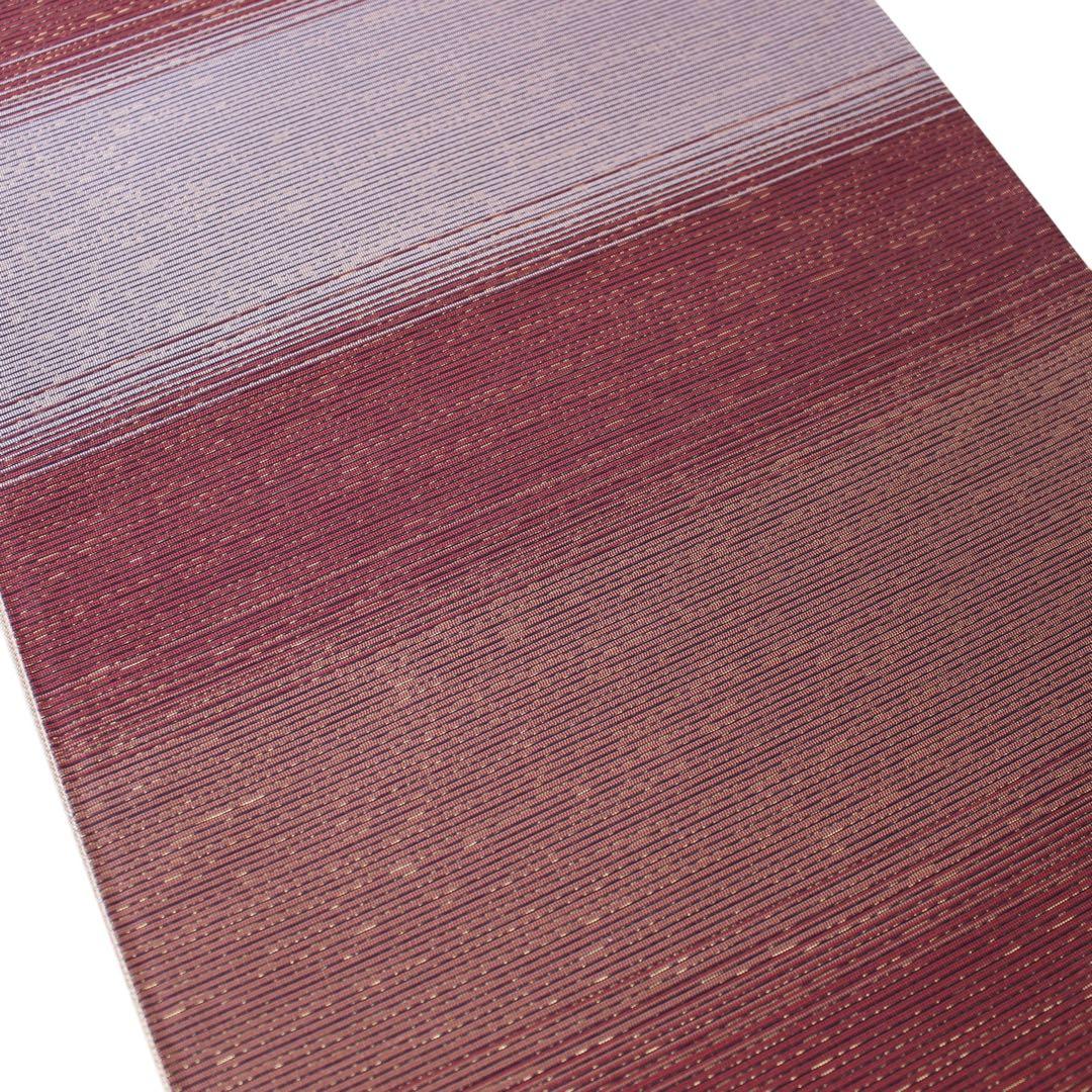 未使用　美品　横段模様織出し全通袋帯　リバーシブル　長尺　ブラウン系　d60