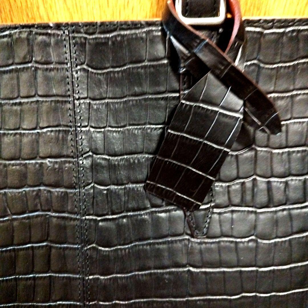 PaulStuart クロコダイル型押しレザートートバッグ