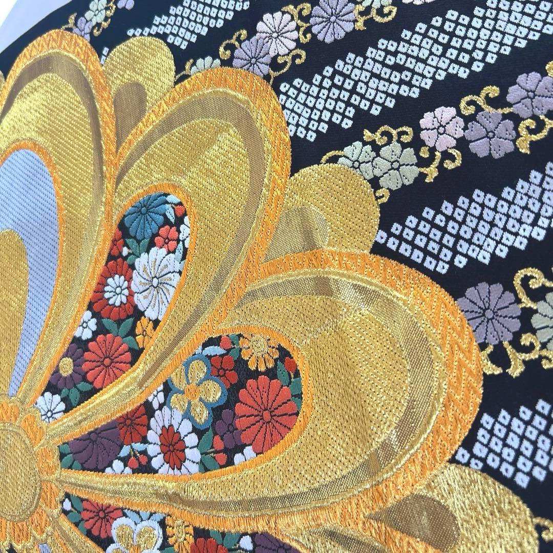 451 振袖フルセット 正絹 朱 オレンジ 金彩 駒刺繍 古典 松竹梅