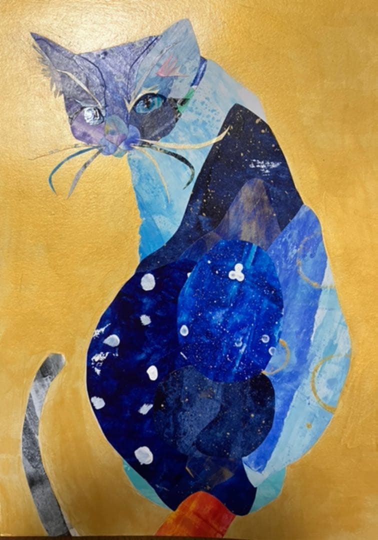 コラージュ猫　絵画　イラスト　ドローイング