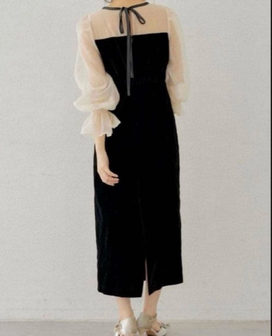 【SALON by Chico限定】配色シースルータイトロングドレス