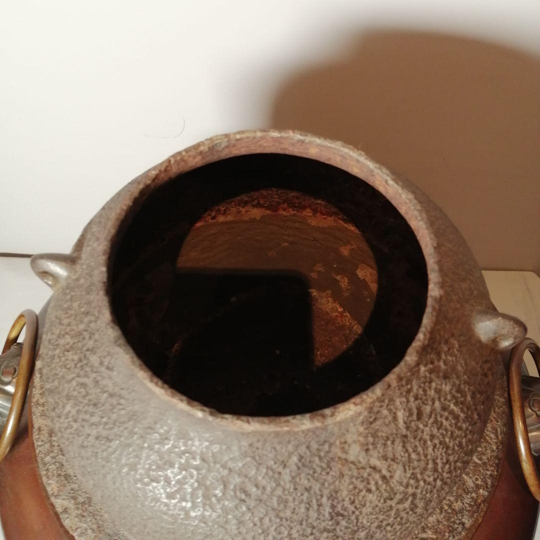 【茶道具】 唐銅風炉釜 　名越弥五郎作　釜265