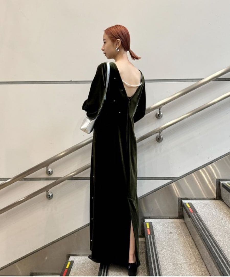 スーツ・フォーマル・ドレス (AMERI) BACK OPEN PEARL VELOUR DRESS