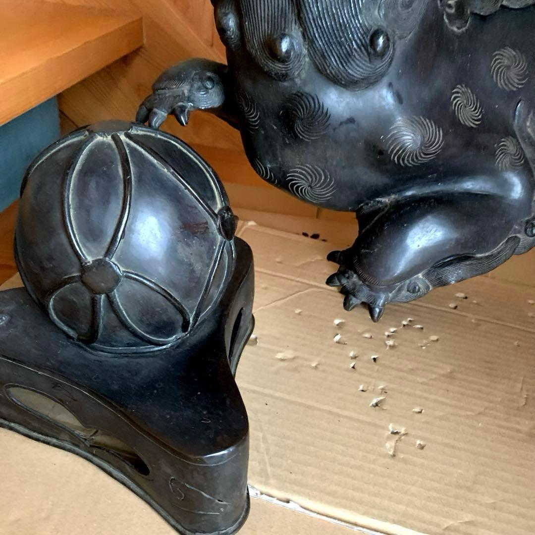 アンティーク 鋳物 大型 玉獅子 香炉シーサー 約18kg 骨董品