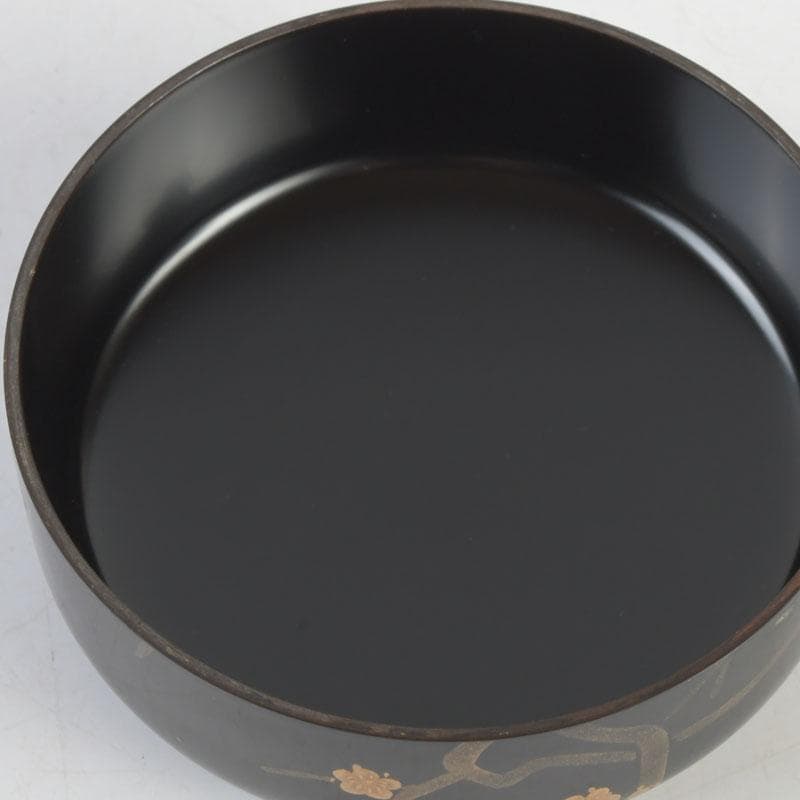 茶道具　加賀蒔絵師　中村宗尹作　梅月蒔絵　中棗　共箱　V　9638