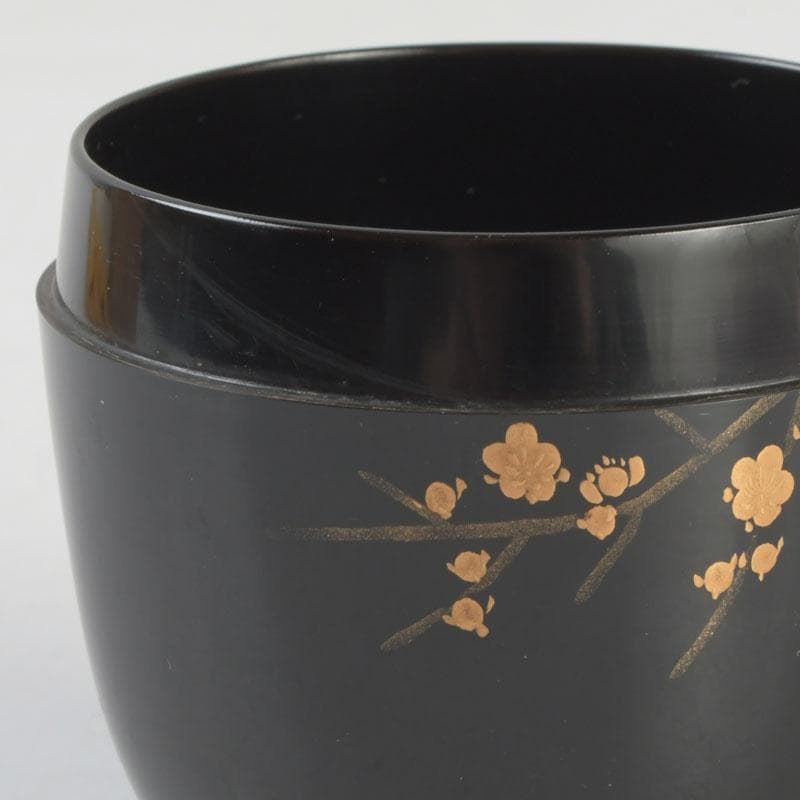 茶道具　加賀蒔絵師　中村宗尹作　梅月蒔絵　中棗　共箱　V　9638