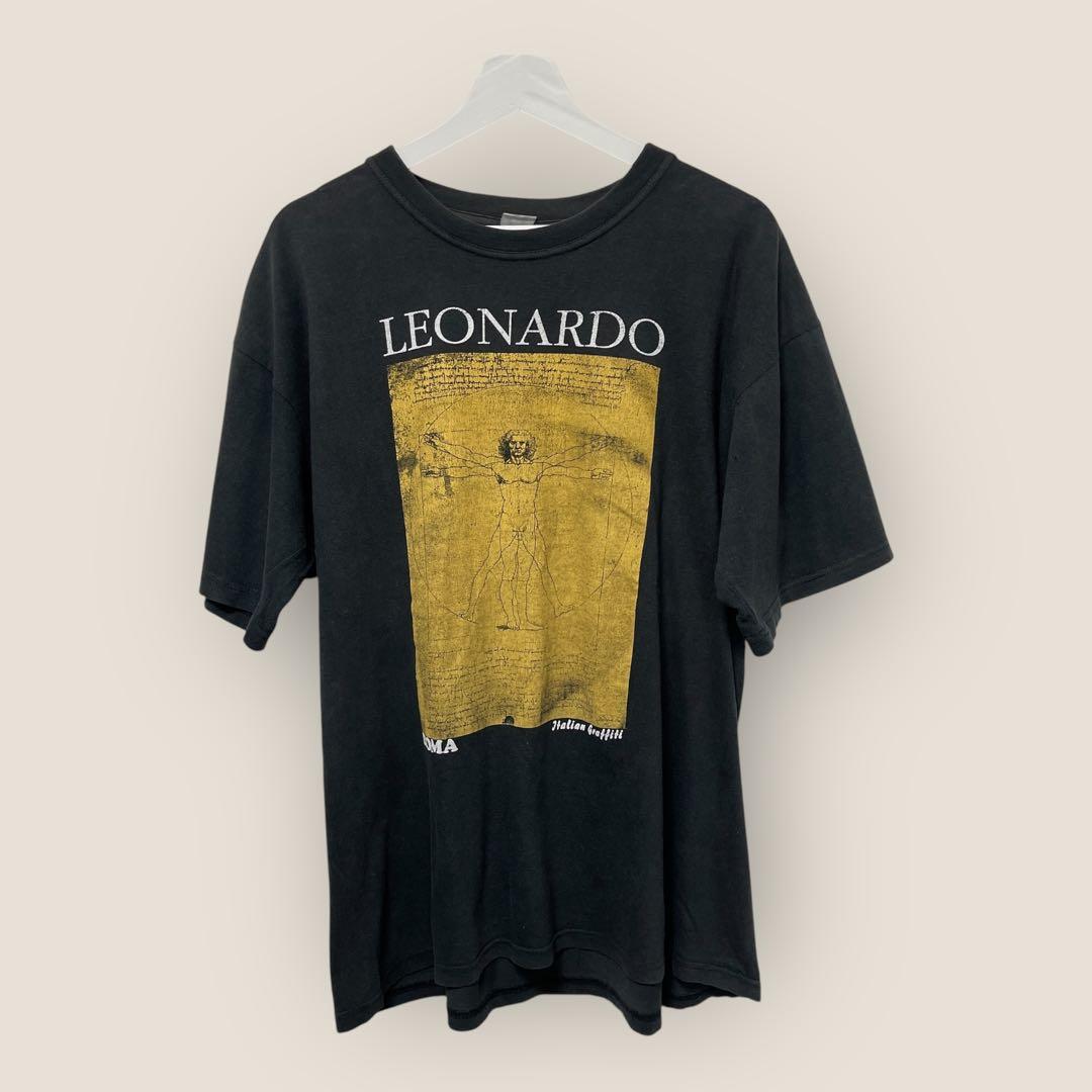 90s 古着Tシャツ レオナルドダヴィンチ人体図　アートt