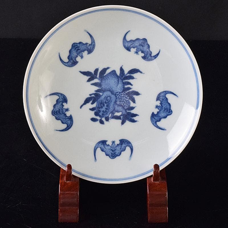 中国　青花　蝙蝠果実文盤　皿　C　8212E