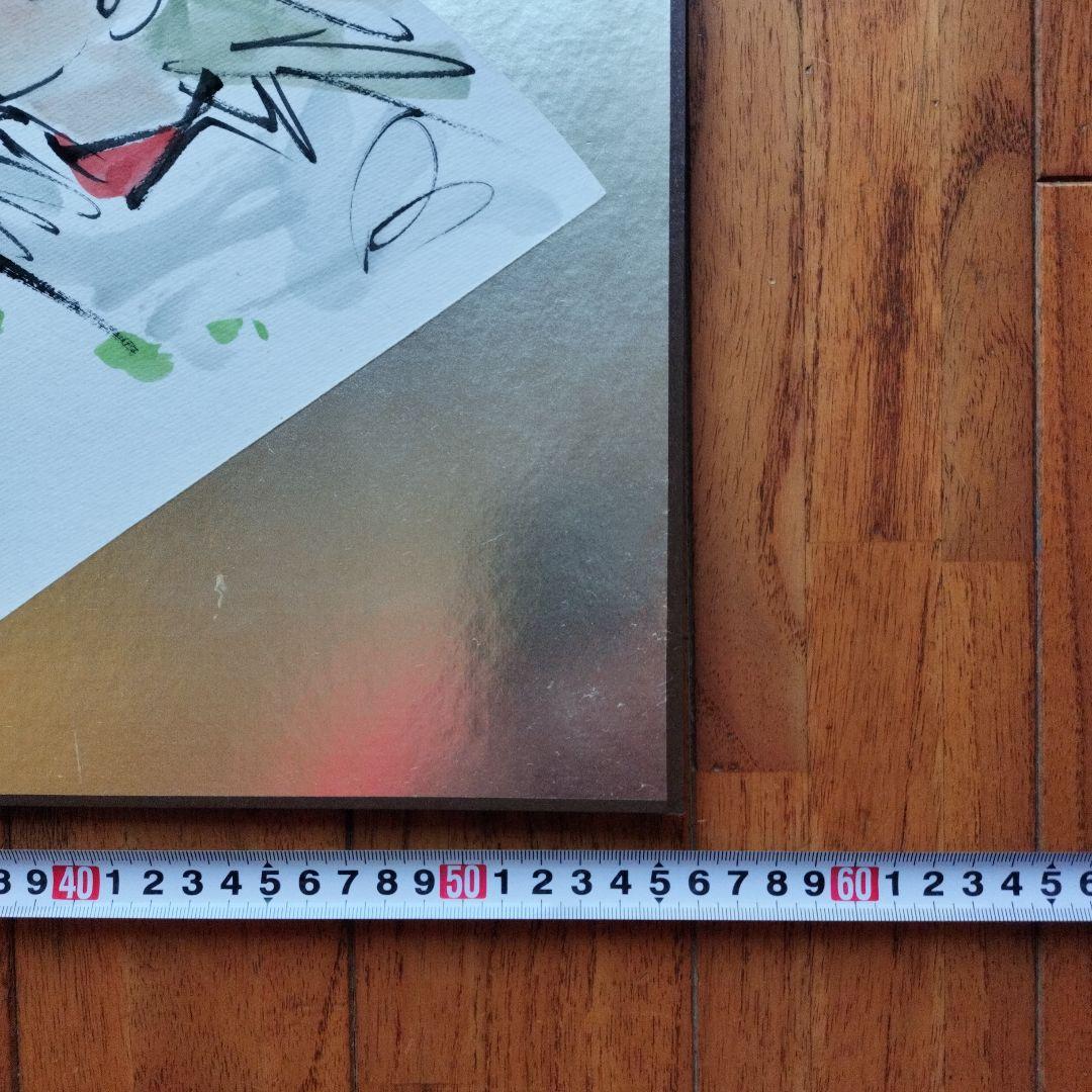 「貴重品・珍しいお品」矢口高雄直筆水彩画　サイン落款あり　釣りキチ三平ロッド