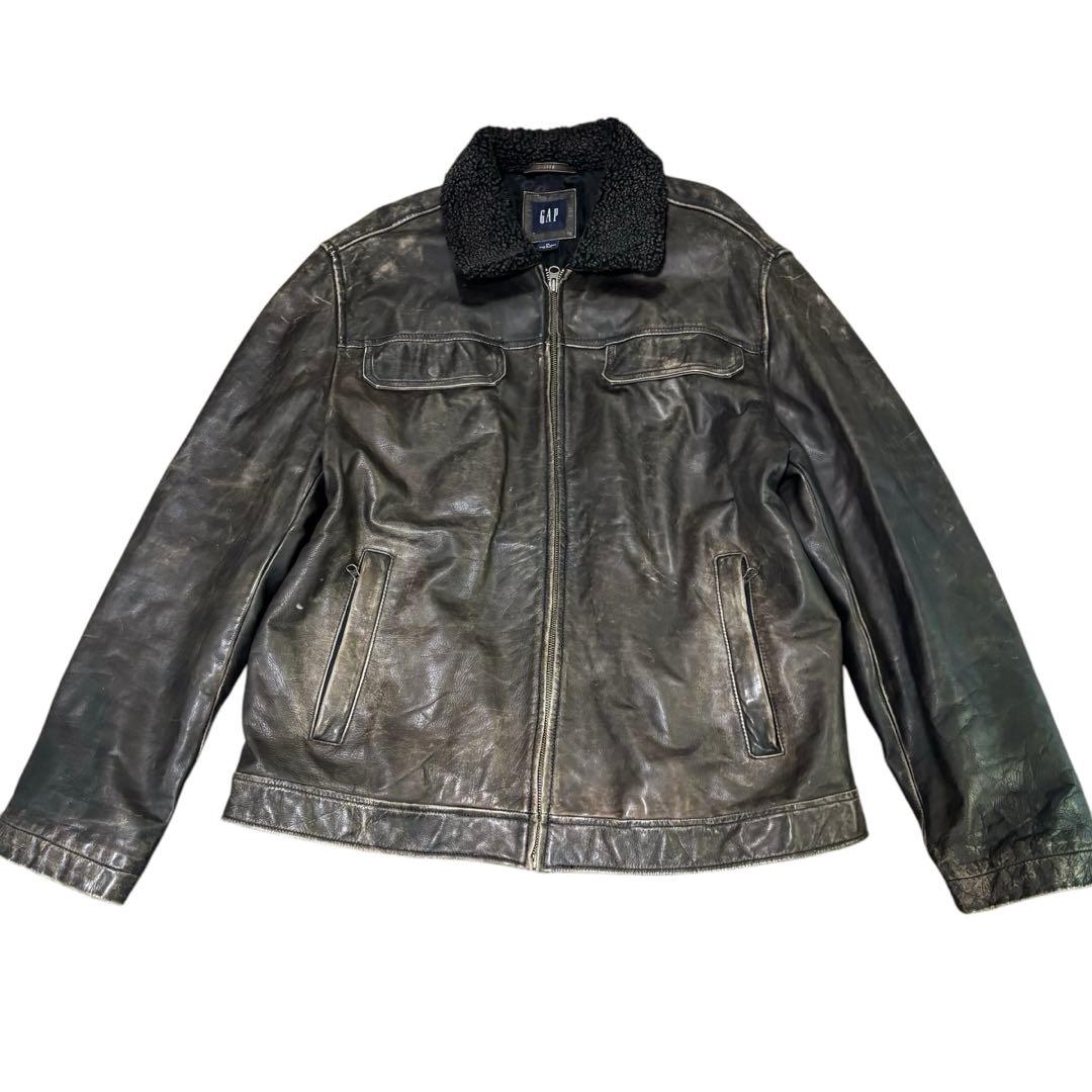 【ああああ】OLDGAP レザージャケット　ダークブラウン　ダメージ加工