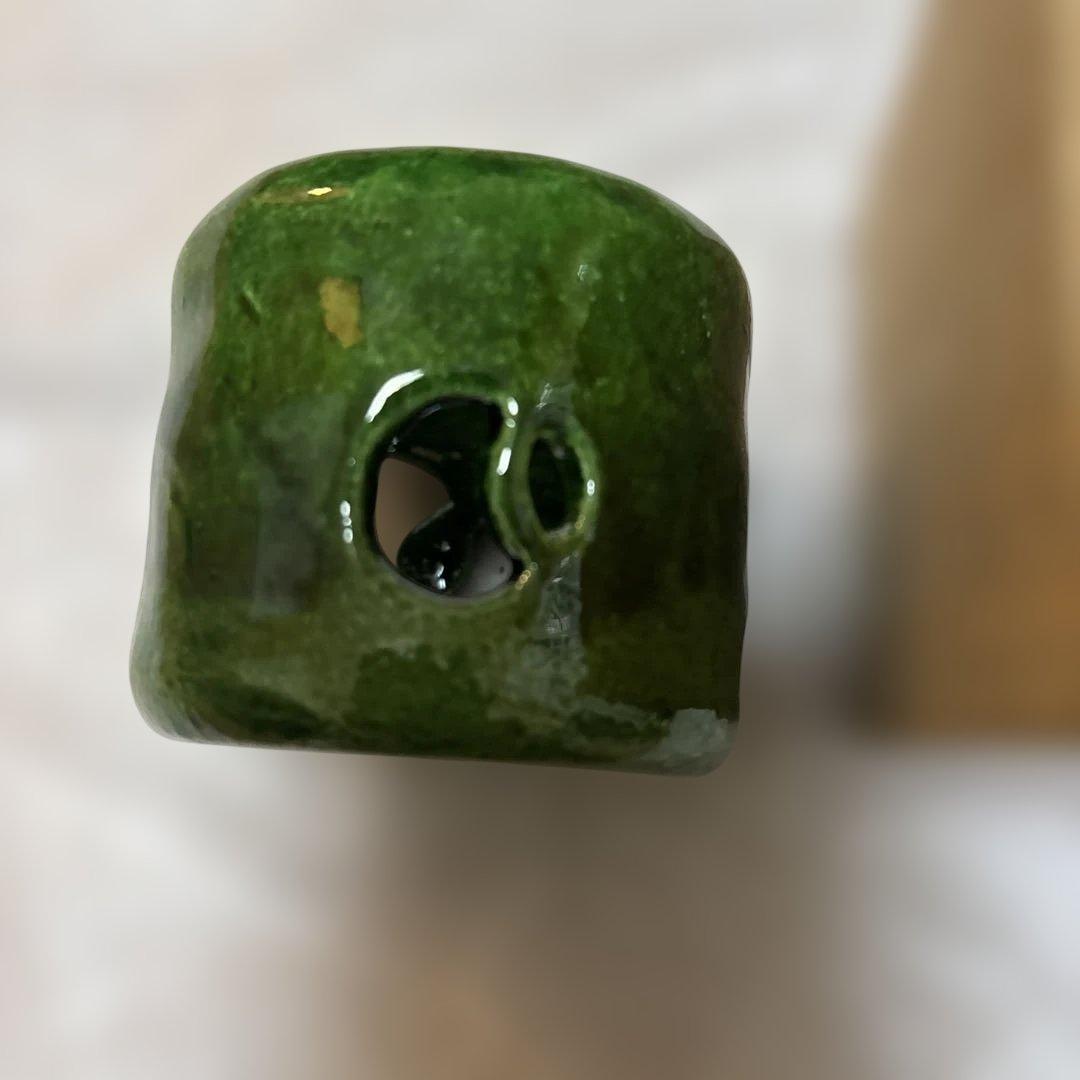 青釉ツボツボ蓋置茶道具 木箱付き