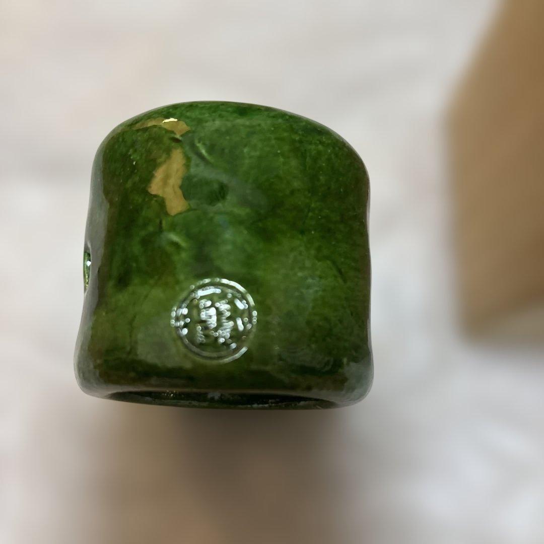 青釉ツボツボ蓋置茶道具 木箱付き