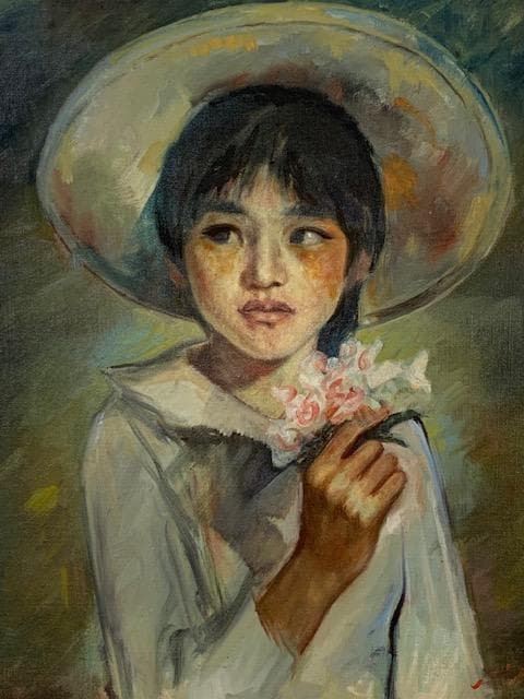 ✨初売り㊗️大型絵画❣️作者不詳『少女』油彩画Ｆ１０号