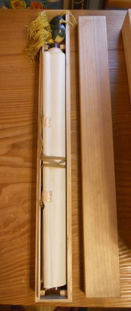 掛け軸 吉村舞堂 彩色山水 絹本 希少 軸装 茶道具 掛軸 風鎮付 美品 です。