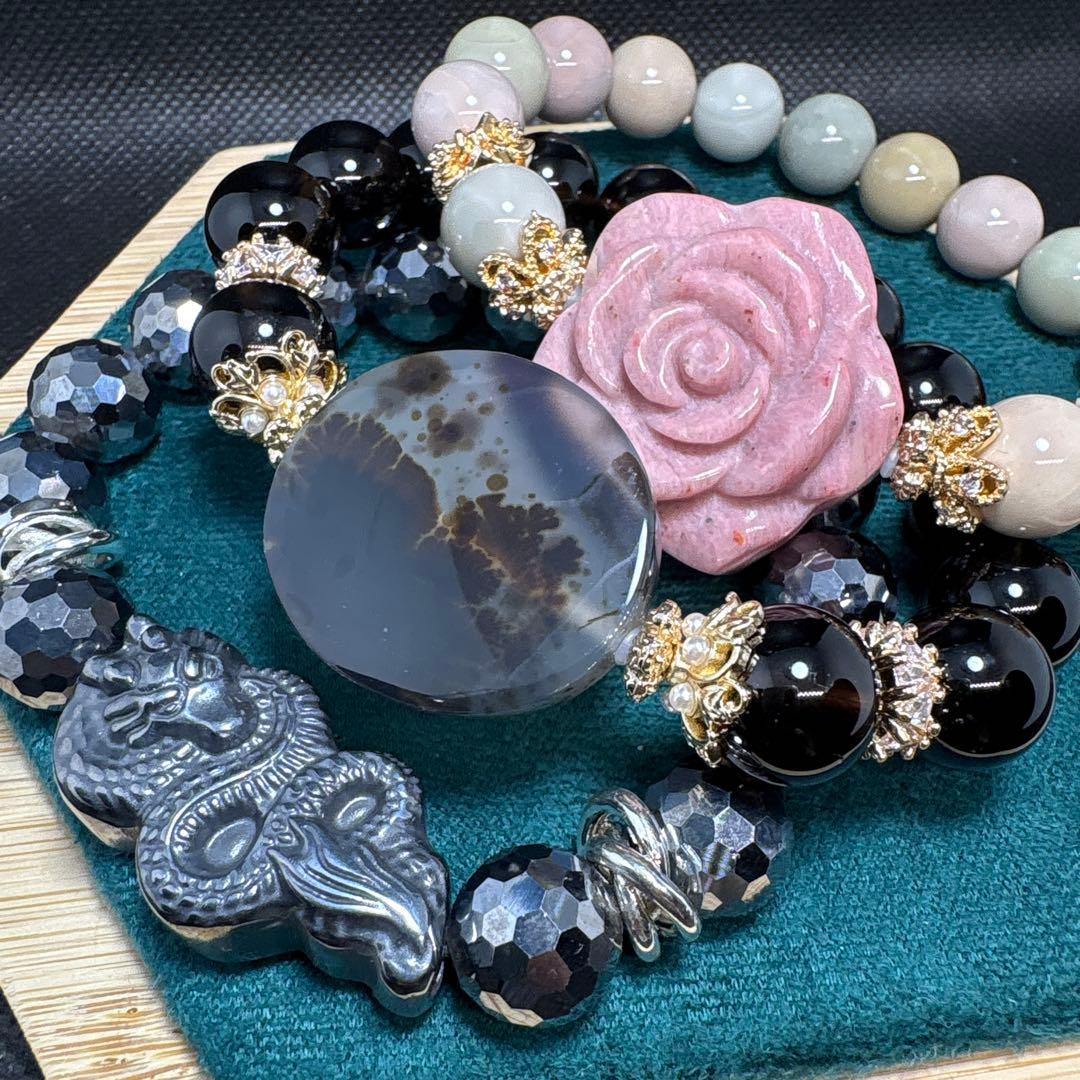 ＊くまこ❤︎様お取置き＊デンドリックアゲート　モリオン　ブレスレット