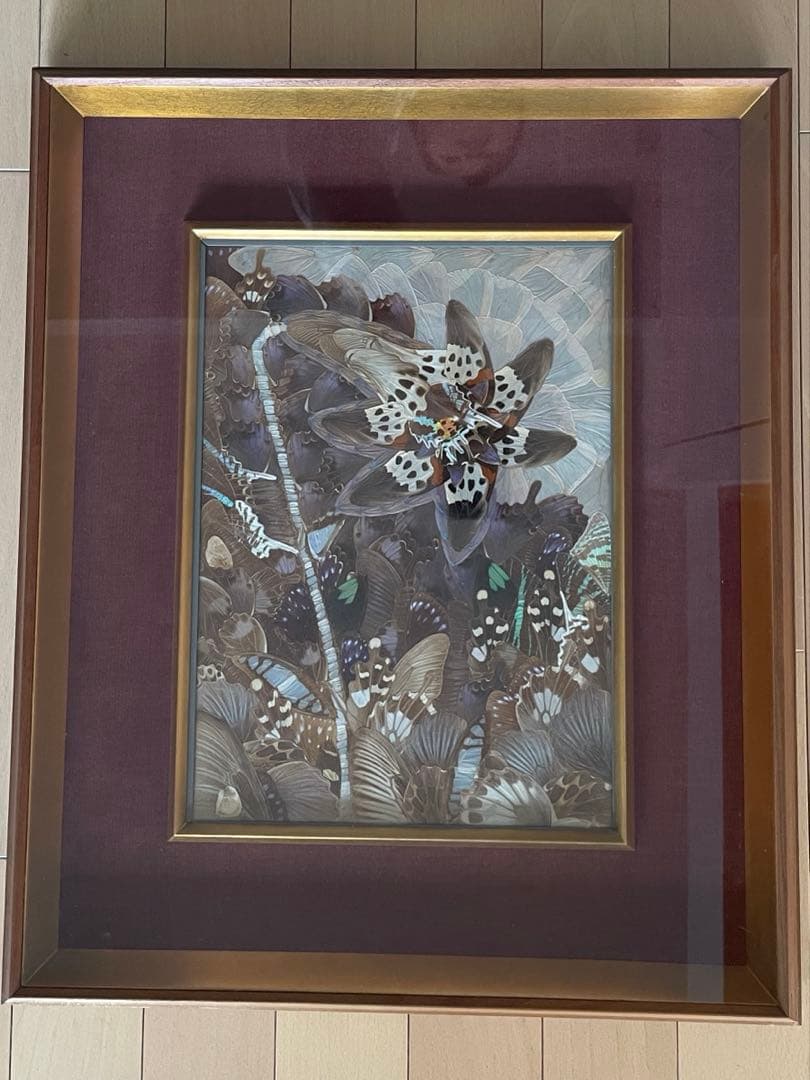 蝶絵画　蝶の羽　羽根細工　バタフライアート
