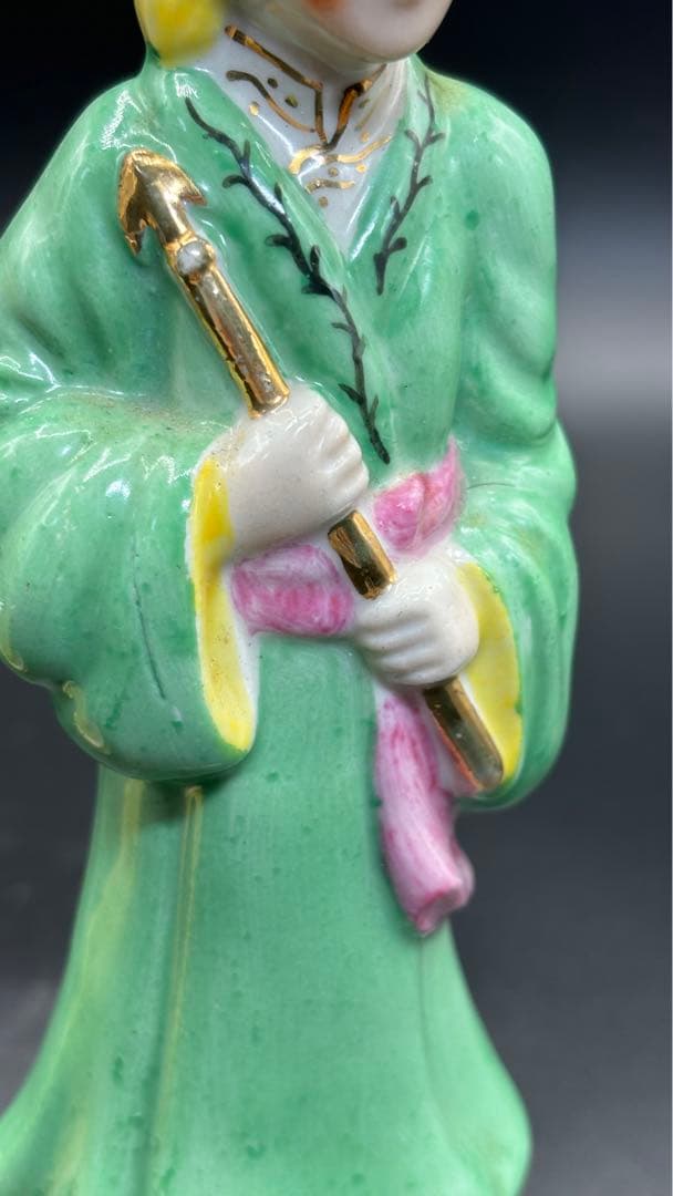 中国美術 古玩 色絵陶人形 陶器人形 高さ約20cm 置物 オブジェ 古董品