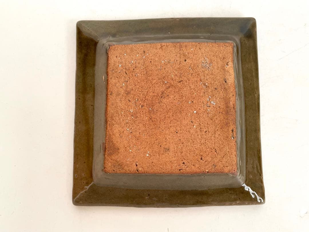 人間国宝　陶芸家　濱田庄司　浜田庄司　赤絵皿　識箱　菓子皿　四方皿