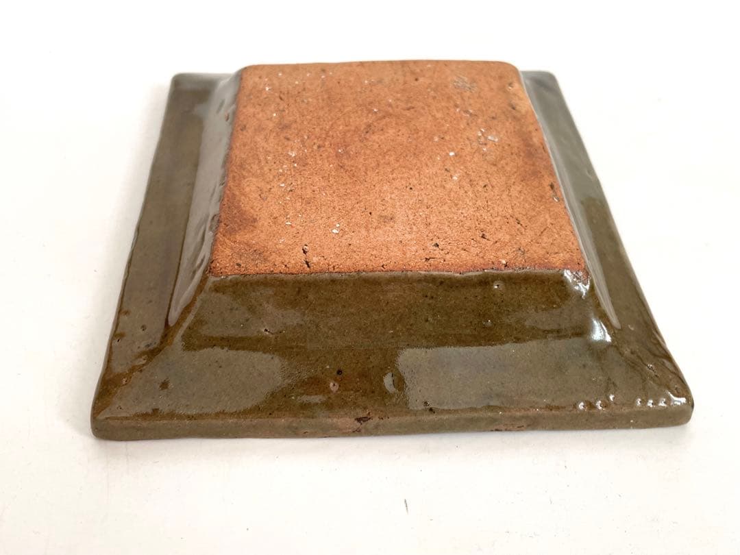 人間国宝　陶芸家　濱田庄司　浜田庄司　赤絵皿　識箱　菓子皿　四方皿