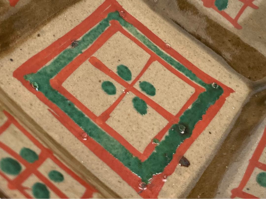 人間国宝　陶芸家　濱田庄司　浜田庄司　赤絵皿　識箱　菓子皿　四方皿