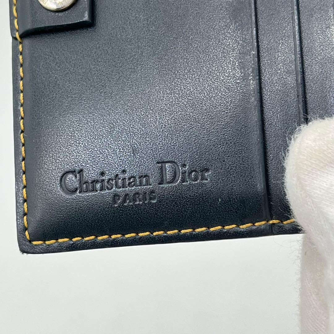 クリスチャンディオール 二つ折り財布 トロッター柄 サドル D金具 キャンバス