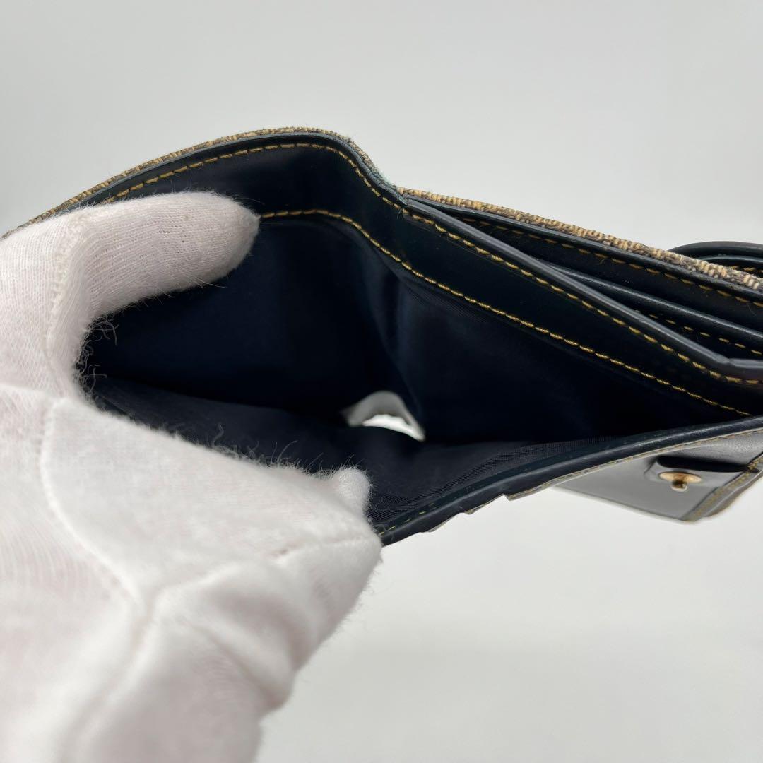 クリスチャンディオール 二つ折り財布 トロッター柄 サドル D金具 キャンバス