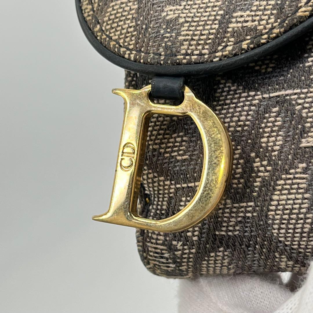 クリスチャンディオール 二つ折り財布 トロッター柄 サドル D金具 キャンバス