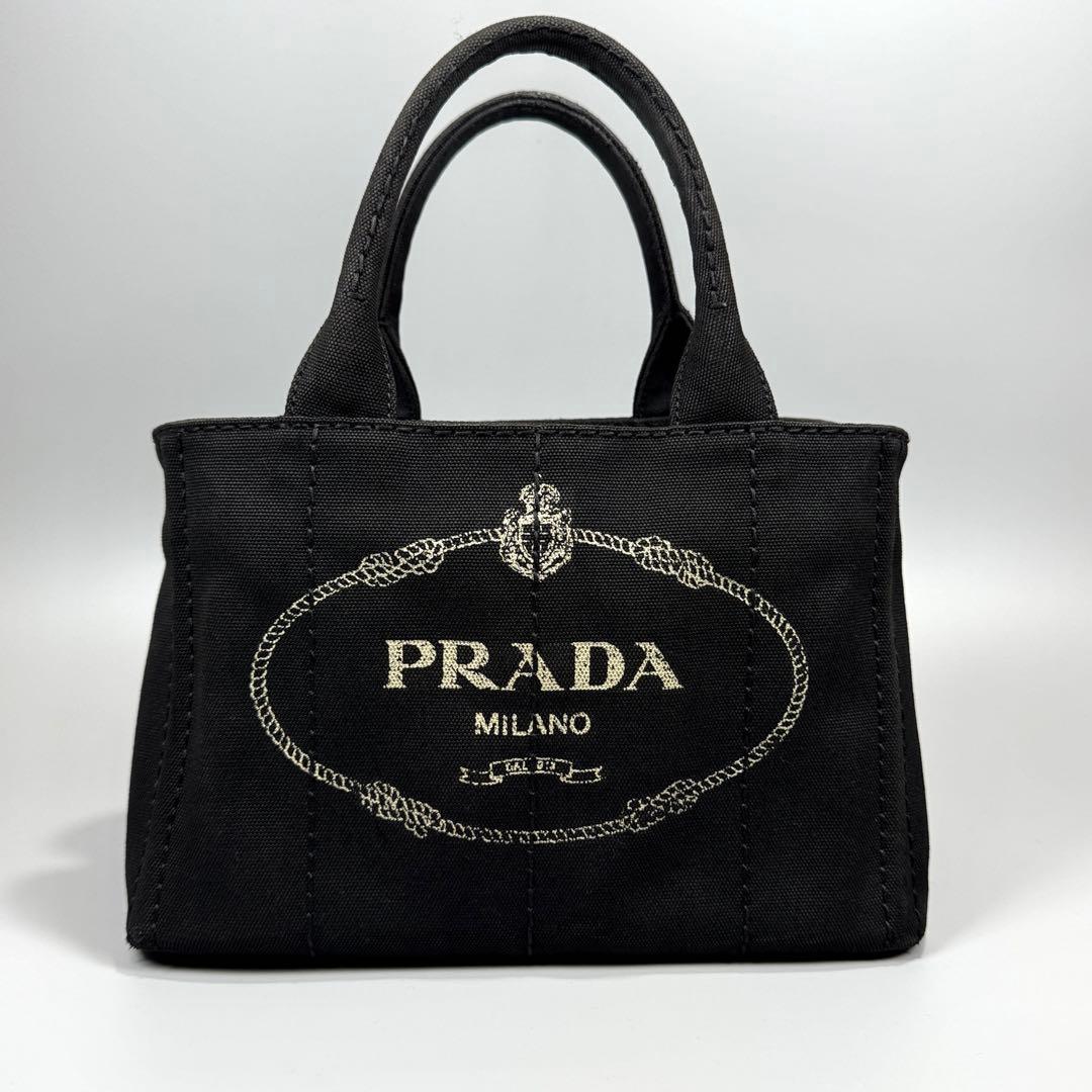 PRADA カナパ S ブラックキャンバス ハンドバッグ