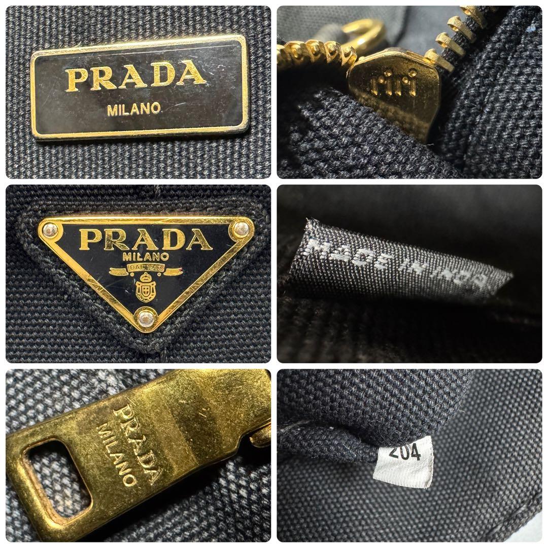 PRADA カナパ S ブラックキャンバス ハンドバッグ