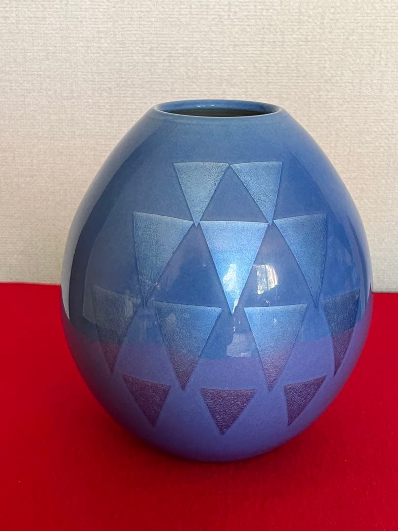 人間国宝内定 中田一於 淡青釉裏銀彩 花瓶 N48 日本工芸会正会員 九谷焼