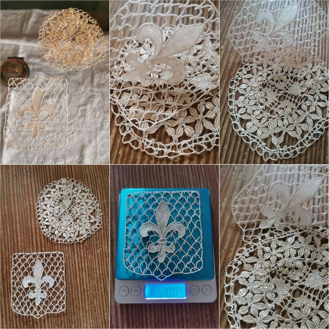 アンティーク ポワンドヴェニス フルール・ド・リス 騎士の百合紋 プチドイリー