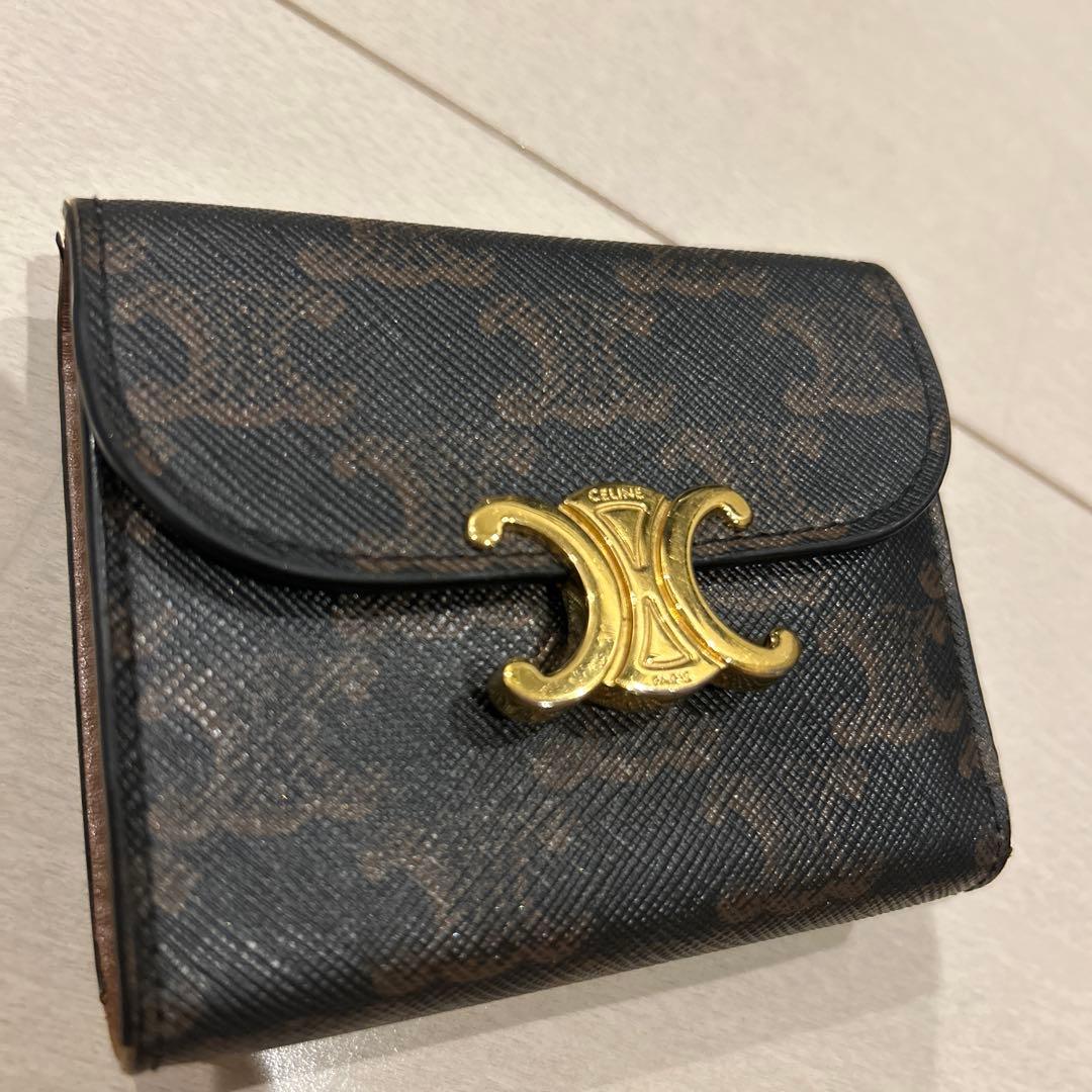 CELINE セリーヌ マカダム 総柄 トリオンフ 三つ折り財布